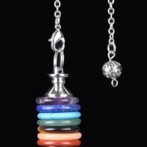7 Chakra Natural Stone Slice Pendulum with Lobster Clasp