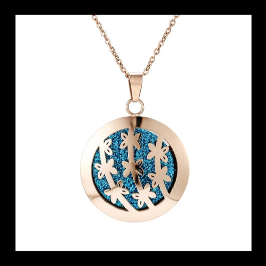 Aromatherapy Necklace Rose Gold Plated Stainless Steel
