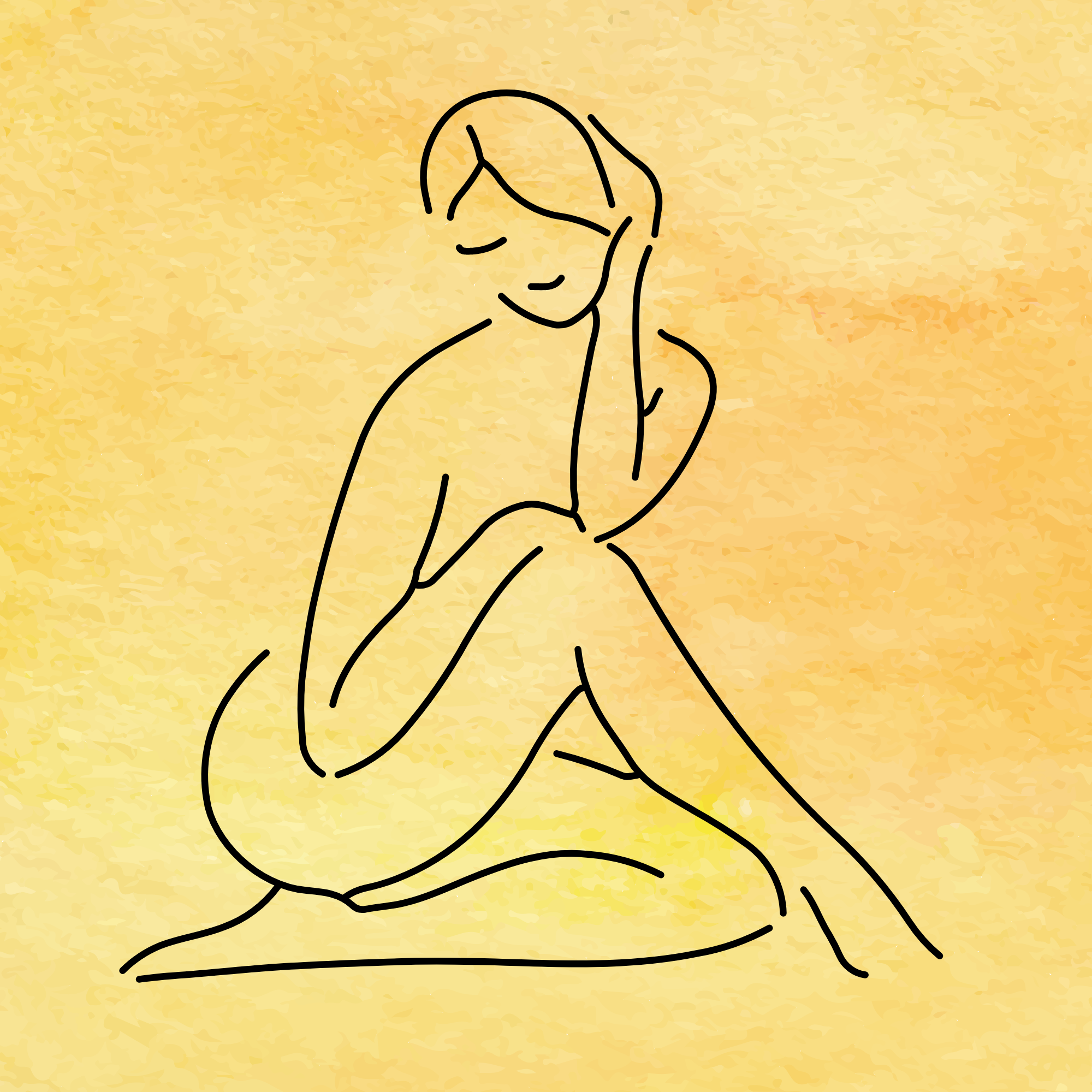 Yellow watercolour background with lady outline image